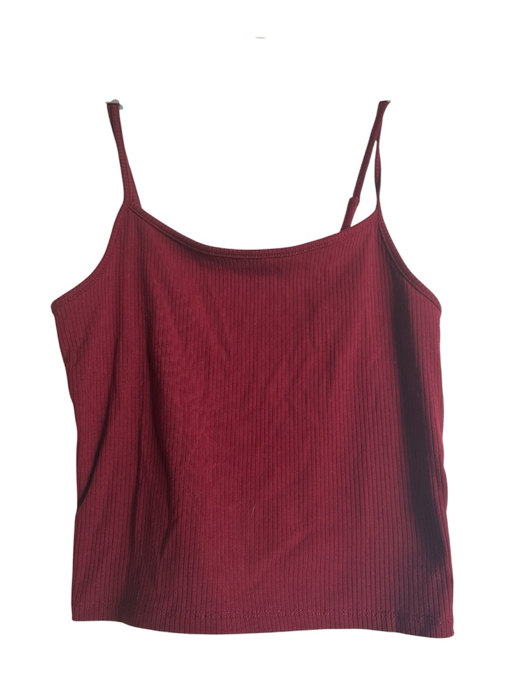 American Eagle Outfitters Ribbed Spaghetti Strap Tank - maroon color